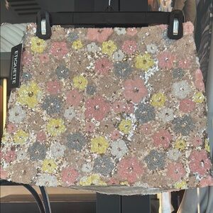 Etiquette floral sequin rose gold mini skirt S